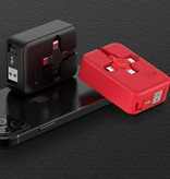 Ilano Câble de charge rétractable 3 en 1 - iPhone Lightning / USB-C / Micro-USB - Câble de données de chargeur de 1 mètre rouge