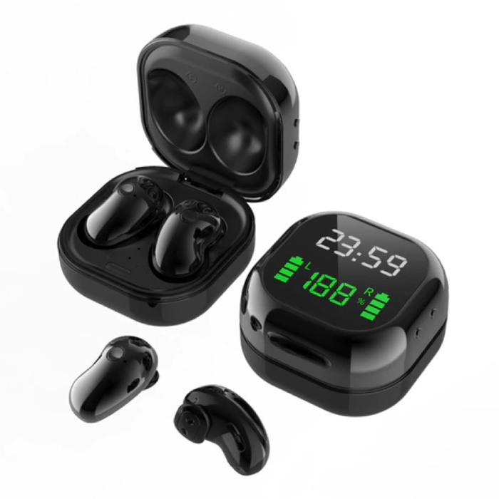 S6 Plus Wireless Earphones with LED Screen - One Button Control Earbuds TWS Bluetooth 5.0 Earphones Earbuds Earphone Black