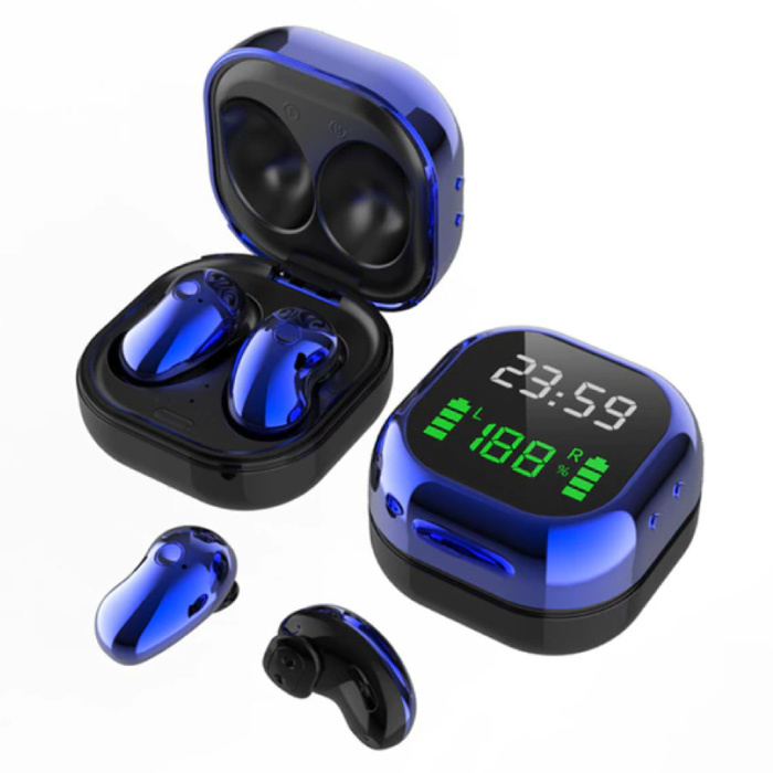 S6 Plus Wireless Earphones with LED Screen - One Button Control Earbuds TWS Bluetooth 5.0 Earphones Earbuds Earphone Blue