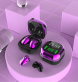 PJD Écouteurs sans fil S6 Plus avec écran LED - Écouteurs à commande unique TWS Bluetooth 5.0 Écouteurs Écouteurs Violet