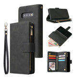 Stuff Certified® Samsung Galaxy S10 Lite - Etui portefeuille en cuir Flip Cover Wallet Noir