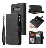 Stuff Certified® Samsung Galaxy S21 - Custodia a portafoglio in pelle con custodia a conchiglia Custodia a portafoglio nera