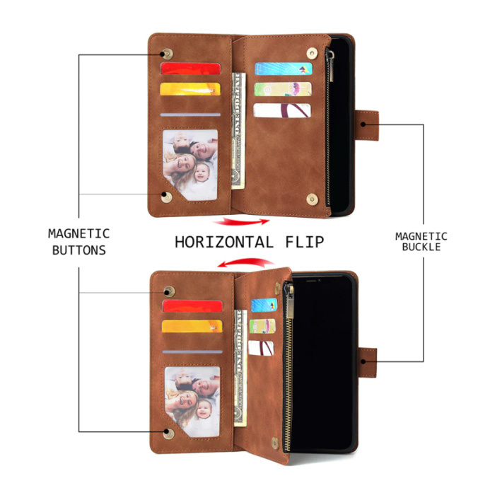 Funda protectora tipo cartera de cuero con cierre Magnético soporte de goma para Sony iPhone 6s LG Samsung Note