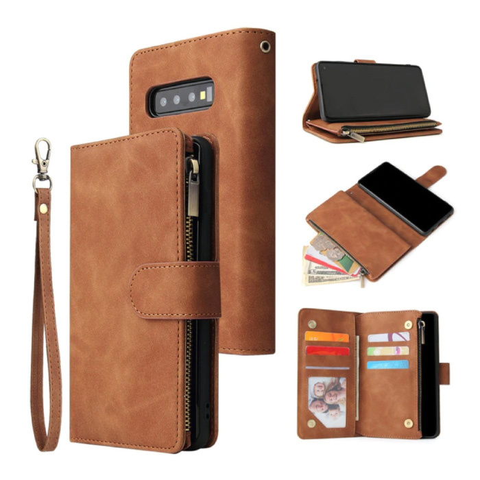 Samsung Galaxy Note 9 - Funda de piel con tapa tipo cartera con tapa Funda Cartera Marrón