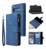 Stuff Certified® Samsung Galaxy S10 - Etui portefeuille en cuir Flip Cover Wallet Bleu