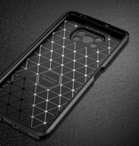 Auto Focus Funda Xiaomi Poco X3 NFC - Funda de goma con textura de fibra de carbono a prueba de golpes Funda de goma negra