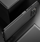 Auto Focus Xiaomi Poco X3 NFC-Gehäuse - Carbon Fiber Texture Shockproof Case Gummiabdeckung Schwarz