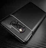 Auto Focus Xiaomi Poco X3 NFC-Gehäuse - Carbon Fiber Texture Shockproof Case Gummiabdeckung Schwarz