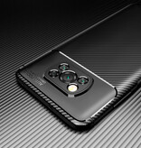 Auto Focus Xiaomi Redmi Note 9 Pro Hoesje - Carbon Fiber Textuur Shockproof Case Rubber Cover Zwart