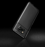 Auto Focus Étui Xiaomi Redmi Note 9 Pro - Étui antichoc à texture en fibre de carbone, couverture en caoutchouc noir