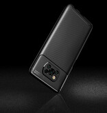 Auto Focus Xiaomi Redmi Note 9 Pro Hülle - Carbon Fiber Texture Stoßfeste Hülle Gummiabdeckung Schwarz