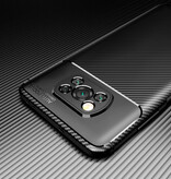 Auto Focus Xiaomi Redmi 9 Case - Carbon Fiber Texture Stoßfeste Hülle Gummiabdeckung Schwarz