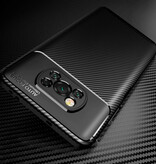 Auto Focus Xiaomi Redmi 9A Case - Carbon Fiber Texture Stoßfeste Hülle Gummiabdeckung Schwarz