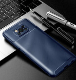Auto Focus Xiaomi Mi Note 10 Case - Carbon Fiber Texture Stoßfeste Hülle Gummiabdeckung Blau