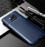 Auto Focus Xiaomi Mi 10T Case - Carbon Fiber Texture Shockproof Case Rubber Cover Blue