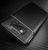 Auto Focus Xiaomi Redmi Note 9 Case - Carbon Fiber Texture Stoßfeste Hülle Gummiabdeckung Braun