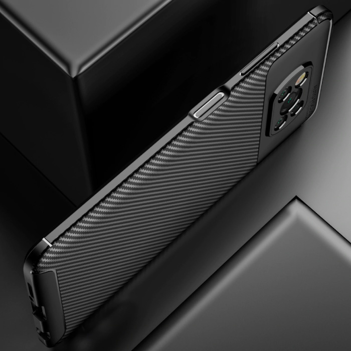 Auto Focus Xiaomi Poco F2 Pro Case - Carbon Fiber Texture Shockproof Case Rubber Cover Brown