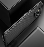 Auto Focus Xiaomi Poco M3 Case - Carbon Fiber Texture Shockproof Case Rubber Cover Brown