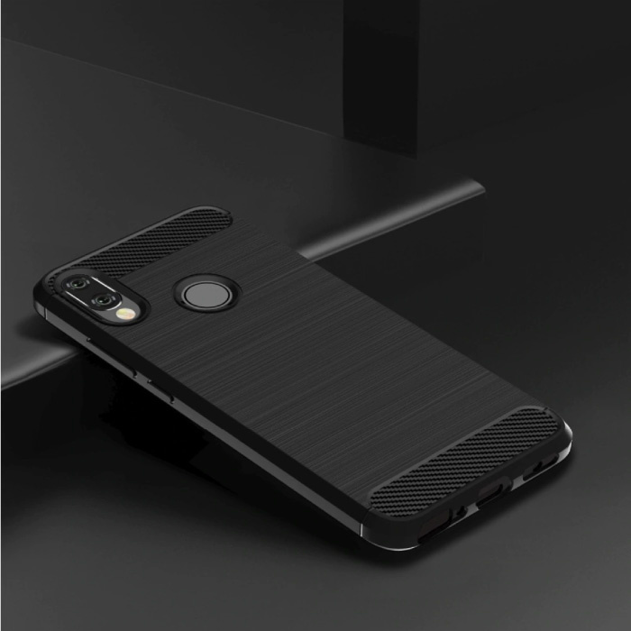 Stuff Certified® Xiaomi Poco M3 Case - Carbon Fiber Texture Shockproof Case TPU Cover Black