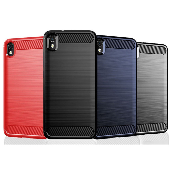 Stuff Certified® Xiaomi Poco M3 Case - Carbon Fiber Texture Shockproof Case TPU Cover Black