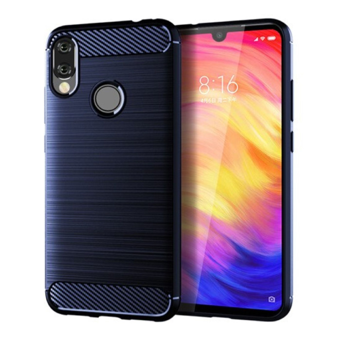 Xiaomi Poco X3 NFC Hoesje - Carbon Fiber Textuur Shockproof Case TPU Cover Blauw