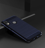 Stuff Certified® Xiaomi Redmi Note 9 Pro Case - Carbon Fiber Texture Shockproof Case TPU Cover Blue