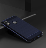 Stuff Certified® Custodia Xiaomi Redmi 9C - Cover in TPU antiurto con struttura in fibra di carbonio blu