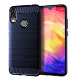 Stuff Certified® Coque Xiaomi Redmi 8 - Coque Antichoc Texture Fibre de Carbone Housse TPU Bleu