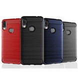 Stuff Certified® Xiaomi Redmi 7 Case - Carbon Fiber Texture Shockproof Case TPU Cover Gray