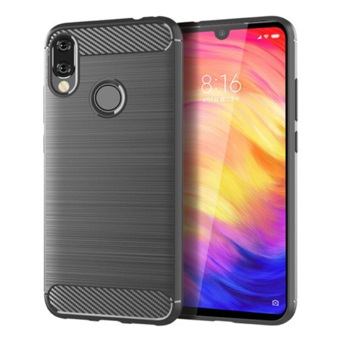 Coque Xiaomi Poco X3 NFC - Coque antichoc à texture en fibre de carbone, couverture en TPU, gris