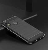 Stuff Certified® Xiaomi Redmi 9T Case - Carbon Fiber Texture Shockproof Case TPU Cover Gray