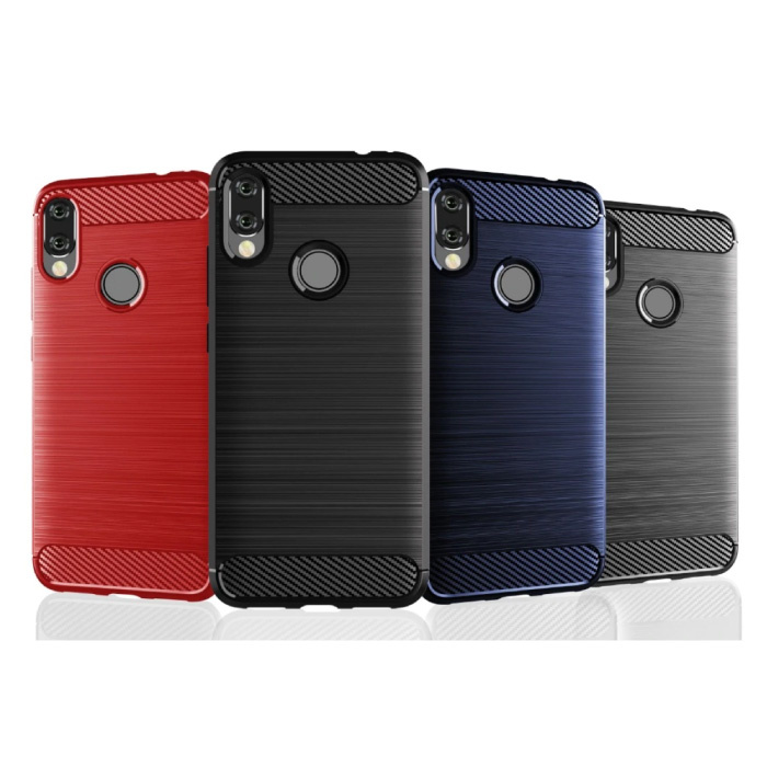 Stuff Certified® Coque Xiaomi Redmi 9C - Coque antichoc avec texture en fibre de carbone, couverture en TPU rouge