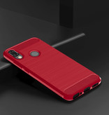 Stuff Certified® Coque Xiaomi Redmi Note 9 Pro - Coque antichoc à texture en fibre de carbone, couverture en TPU rouge