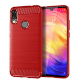 Stuff Certified® Xiaomi Redmi Note 9S Case - Carbon Fiber Texture Shockproof Case TPU Cover Red