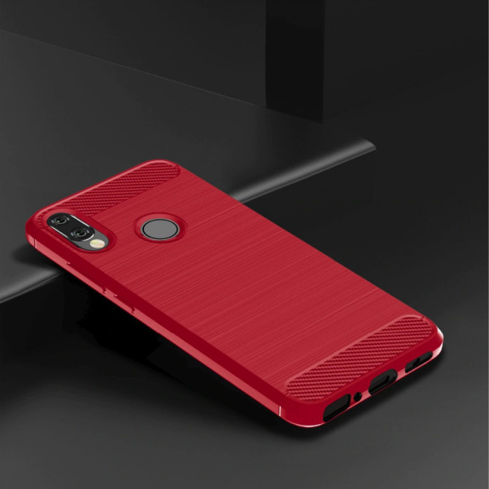 Stuff Certified® Xiaomi Redmi 5 Plus Hülle - Carbon Fiber Texture Stoßfeste Hülle TPU Cover Red