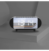 VITOG Cyfrowy zegar LED z głośnikiem - Lustro z budzikiem Uchwyt na telefon z budzikiem Drzemka Regulacja jasności Czarny