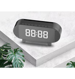 VITOG Horloge LED numérique avec haut-parleur - Réveil Miroir Alarme Support de téléphone Snooze Réglage de la luminosité Noir