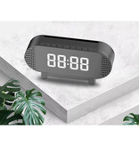 VITOG Reloj LED digital con altavoz - Reloj despertador Espejo Soporte para teléfono con alarma Posponer ajuste de brillo Negro