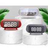 VITOG Cyfrowy zegar LED z głośnikiem - Lustro z budzikiem Uchwyt na telefon z budzikiem Drzemka Regulacja jasności Czerwony