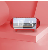 VITOG Reloj LED digital con altavoz - Reloj despertador Espejo Soporte para teléfono con alarma Posponer Ajuste de brillo Rojo