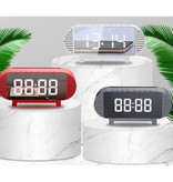 VITOG Horloge LED numérique avec haut-parleur - Réveil Miroir Alarme Support de téléphone Snooze Réglage de la luminosité Blanc
