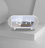 VITOG Digital LED Clock with Speaker - Alarm Clock Mirror Alarm Phone Holder Snooze Brightness Adjustment White