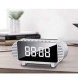 VITOG Digital LED Clock with Speaker - Alarm Clock Mirror Alarm Phone Holder Snooze Brightness Adjustment White