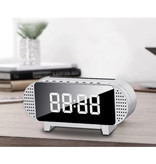 VITOG Digitale LED-Uhr mit Lautsprecher - Wecker Spiegel Alarm Telefonhalter Snooze Helligkeitseinstellung Weiß