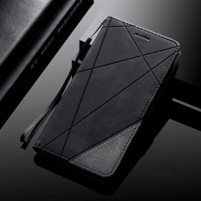 Samsung Galaxy S7 - Custodia a portafoglio in pelle con custodia a conchiglia Custodia a portafoglio nera