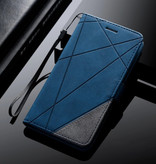 Stuff Certified® Samsung Galaxy S7 Edge - Etui portefeuille en cuir Flip Cover Wallet Bleu