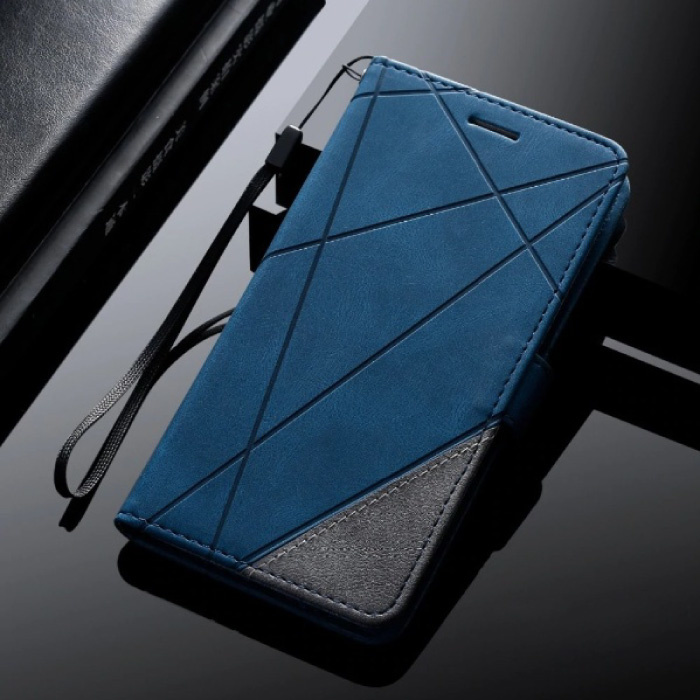 Samsung Galaxy S9 - Leder Geldbörse Flip Case Cover Hülle Brieftasche Blau