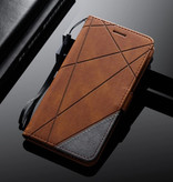 Stuff Certified® Samsung Galaxy S7 - Custodia a portafoglio in pelle con custodia a conchiglia Custodia a portafoglio marrone