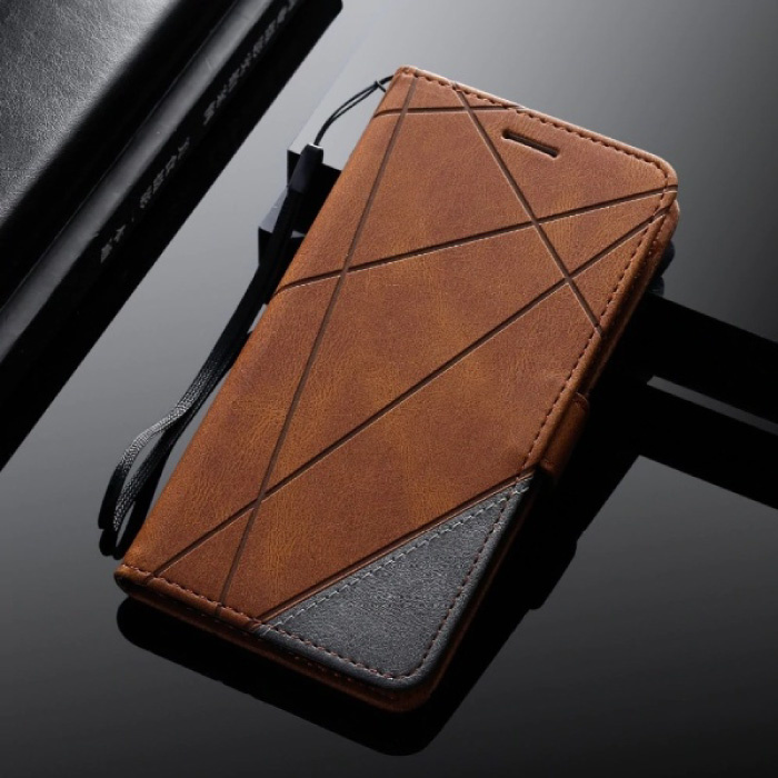 Samsung Galaxy S7 - Custodia a portafoglio in pelle con custodia a conchiglia Custodia a portafoglio marrone