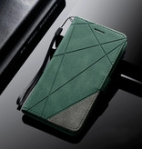 Stuff Certified® Samsung Galaxy S7 - Custodia a portafoglio in pelle con copertina rigida Custodia a portafoglio verde